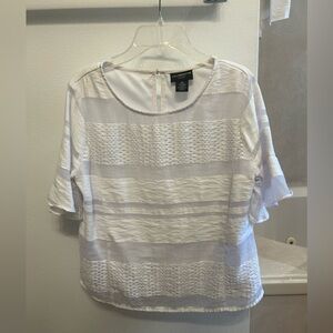 Liz Claiborne Cream Textured Stripe Blouse
